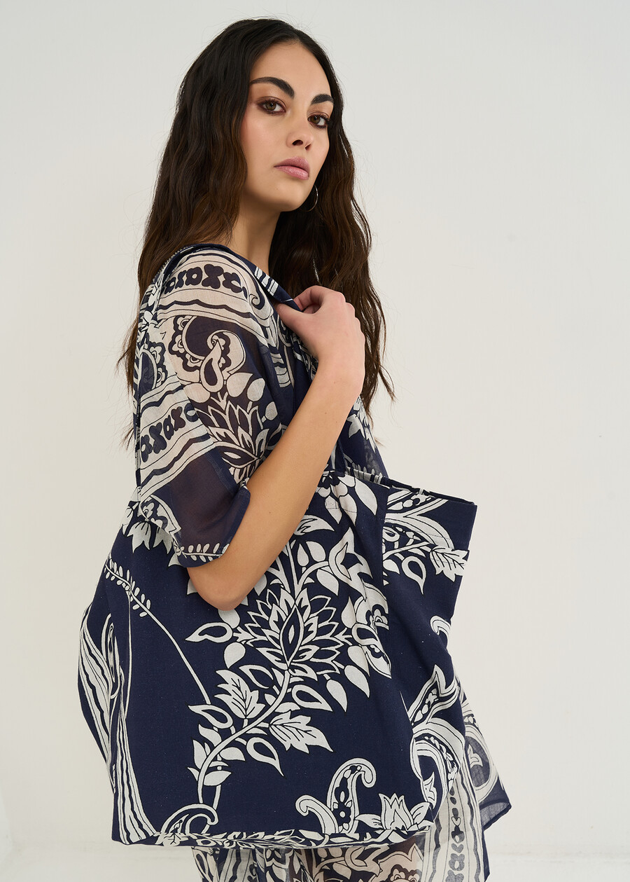 Borsa Briana-A stampa cashmere BLU Donna , immagine n. 1