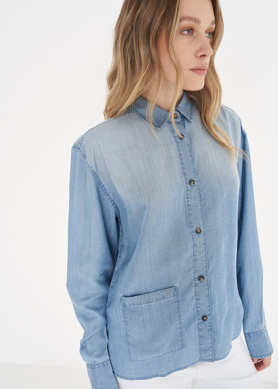 Camicetta Car 100% lyocell DENIM LIGHT DENIM Donna , immagine n. 2