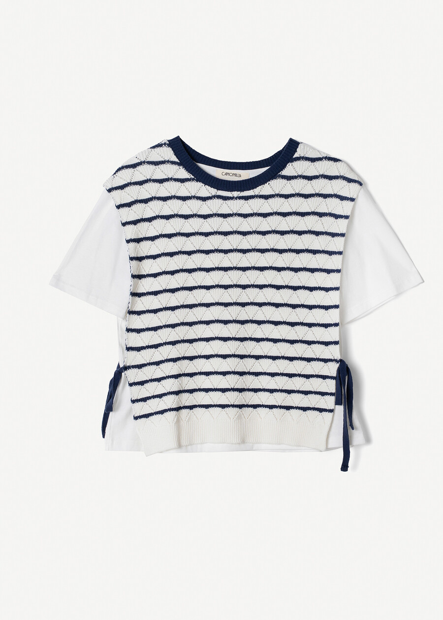 Sensei layered knit top BLU Woman , image number 5