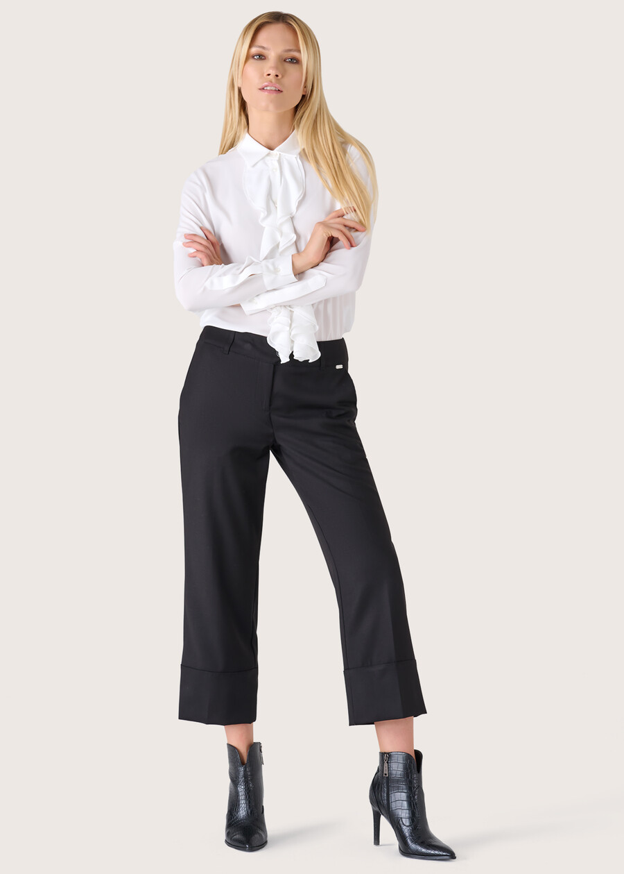 Sara polyviscose trousers NERO BLACKBEIGE LANA Woman , image number 1