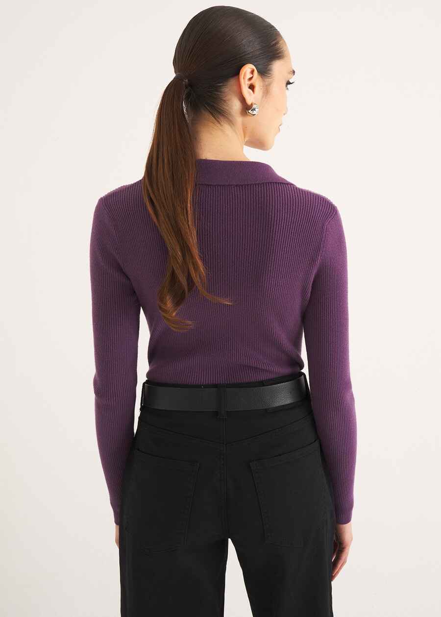 Mendy polo sweater with rhinestones VIOLA PURPLE Woman , image number 3