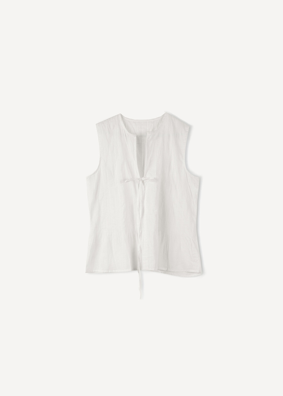 Tony cotton voile top with flounce BIANCO WHITENERO BLACK Woman , image number 5