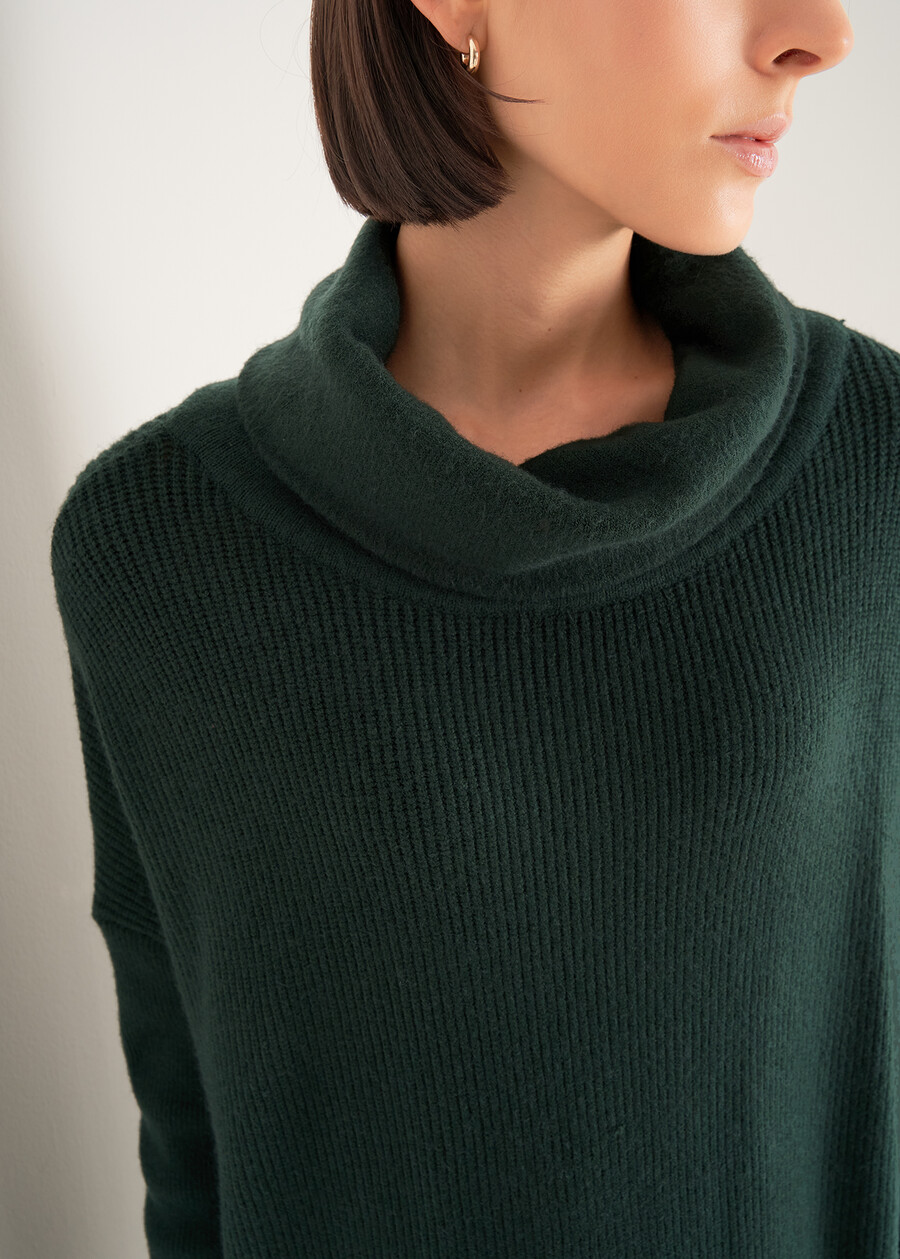 Medea cowl-neck sweater with fringes VERDE FORESTA Woman , image number 3