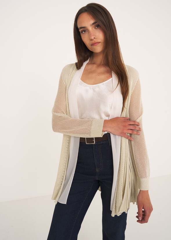 Cardigan Caren in filo con cinta BEIGE LIGHT BEIGE Donna null