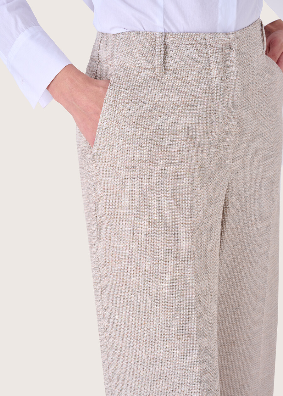 Sara mat effect trousers BEIGE Woman , image number 3