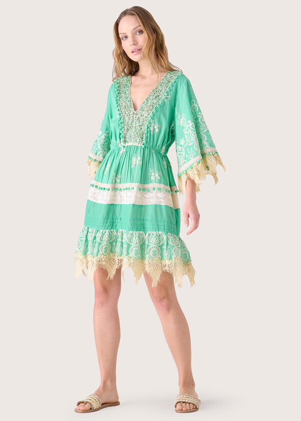 Abito corto 100% cotone VERDE BANDIERA Donna null