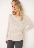Met sweater with satin ruffle

 BEIGE SABBIA Woman image number 1