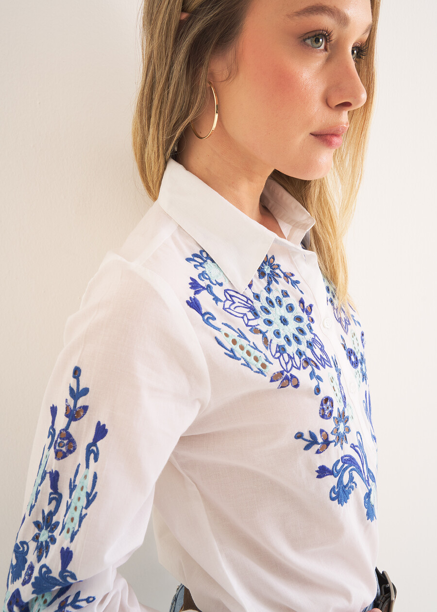 Carolyn embroidered cotton shirt BIANCO WHITE Woman , image number 2