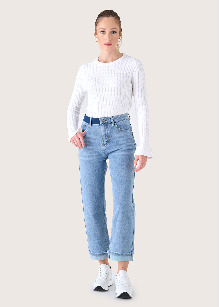 Sara denim cotton trousers DENIM Woman , image number 2