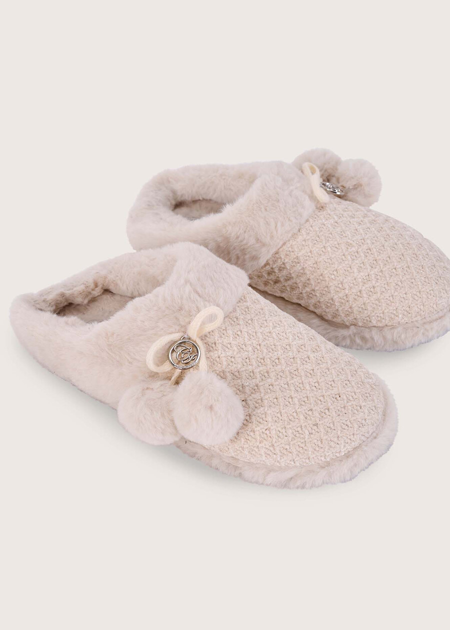 Pantofole Pris in ciniglia BEIGE GESSOROSA BOUQUET Donna , immagine n. 2