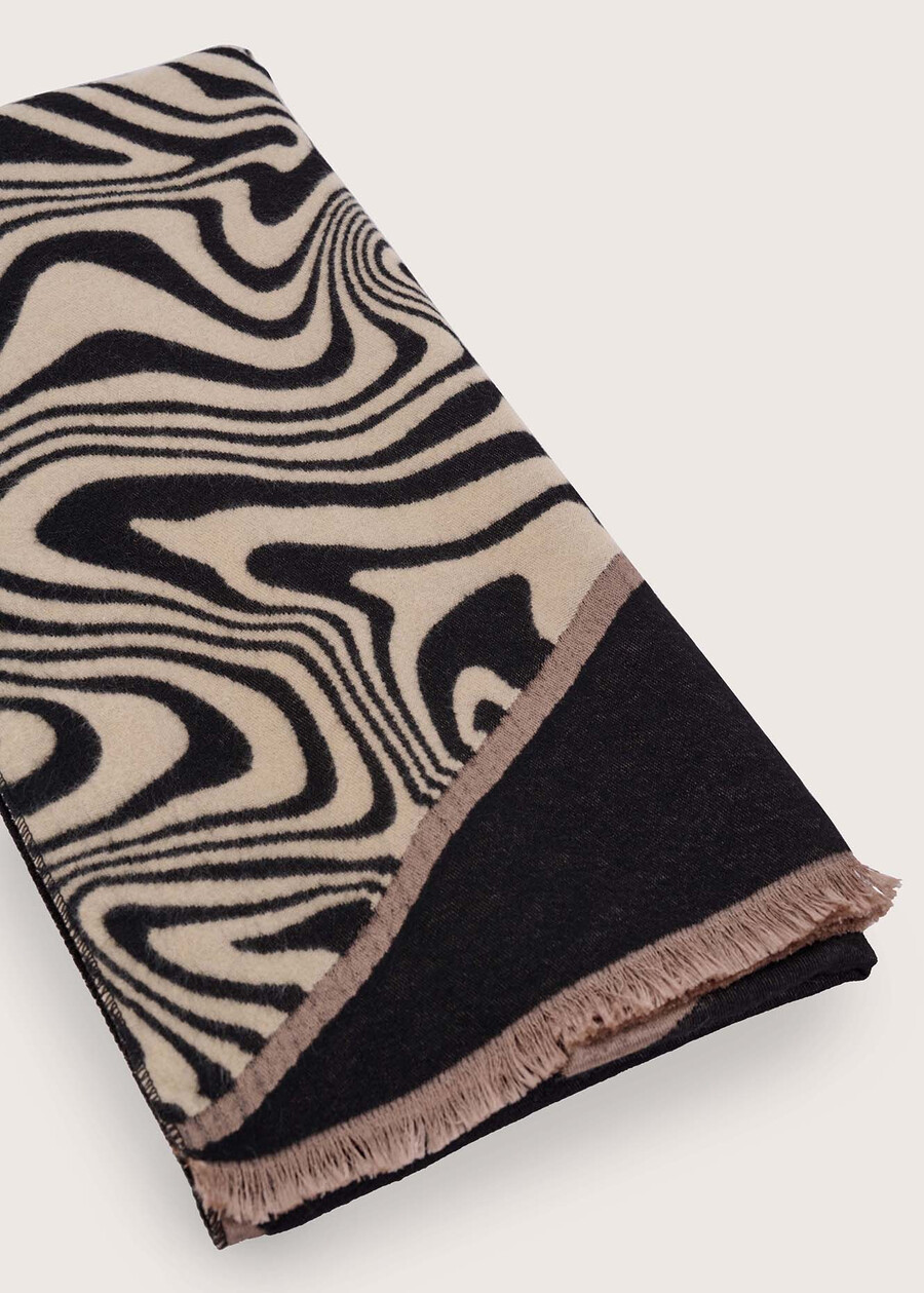 Singa zebra-patterned scarf NERO BLACK Woman , image number 3