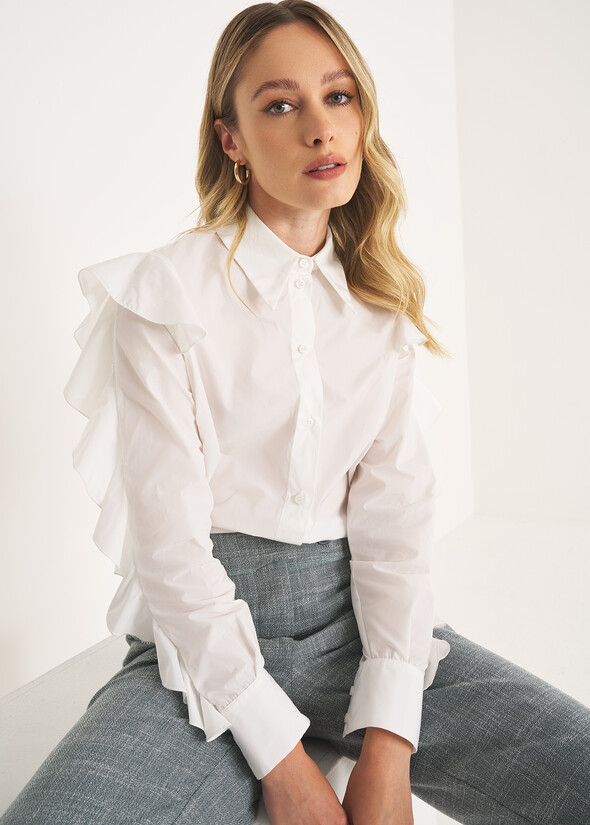 Camicia Carola in taffetà con rouches BIANCO WHITE Donna null