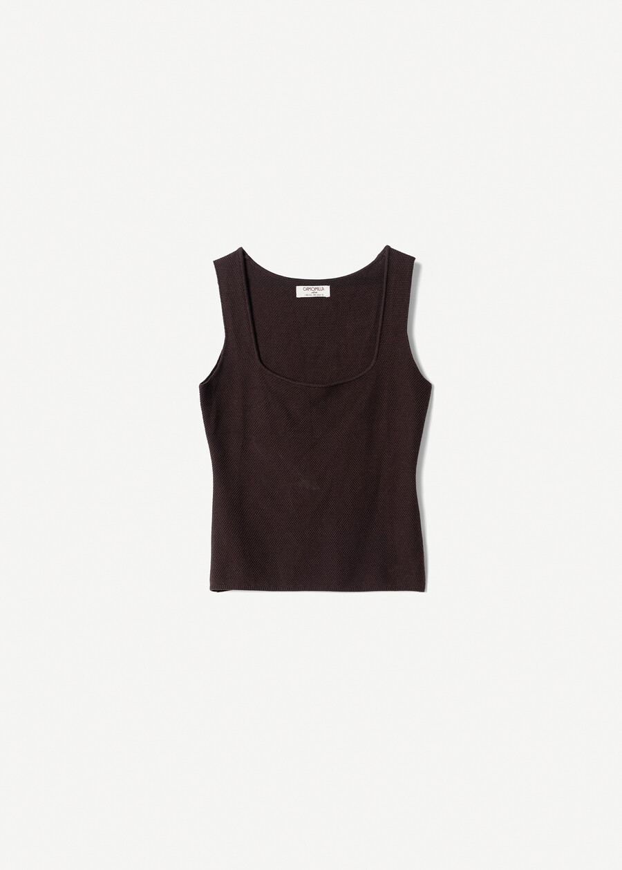 Top Trevis scollo squadrato MARRONE CAFFEGRIGIO PERLA Donna , immagine n. 4