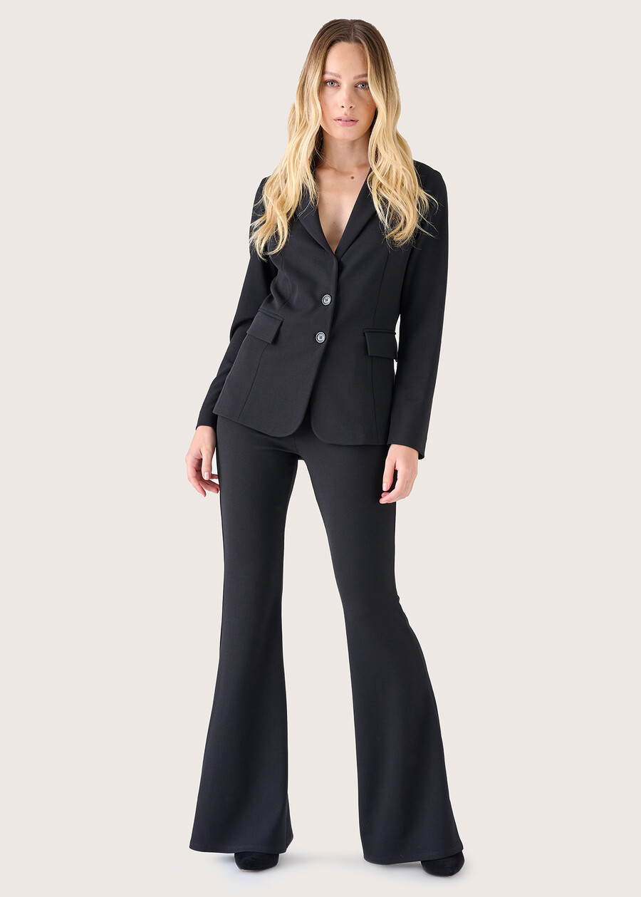 Pantalone Victoria in tessuto screp NERO BLACKROSSO SYRAH Donna , immagine n. 1