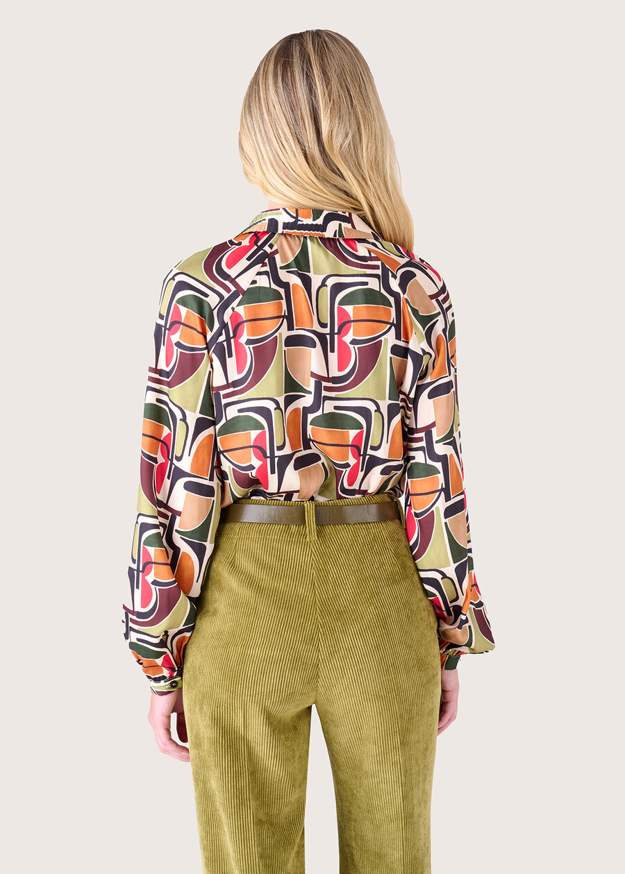 Carmen satin shirt VERDE GOLDEN Woman , image number 3