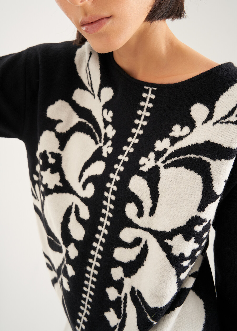 Maira sweater with contrast design NERO BLACK Woman , image number 3