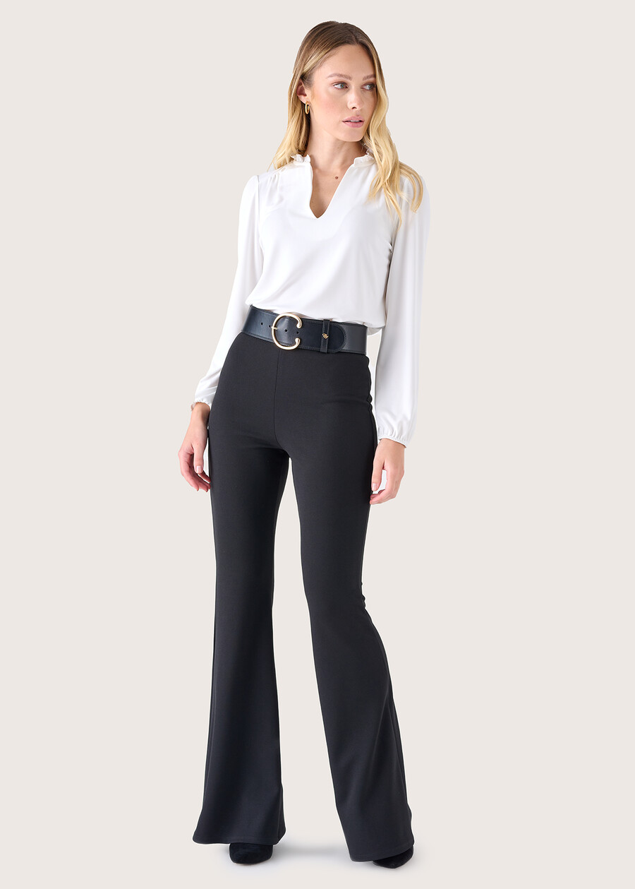 Pantalone Victoria in tessuto screp NERO BLACKROSSO SYRAH Donna , immagine n. 3