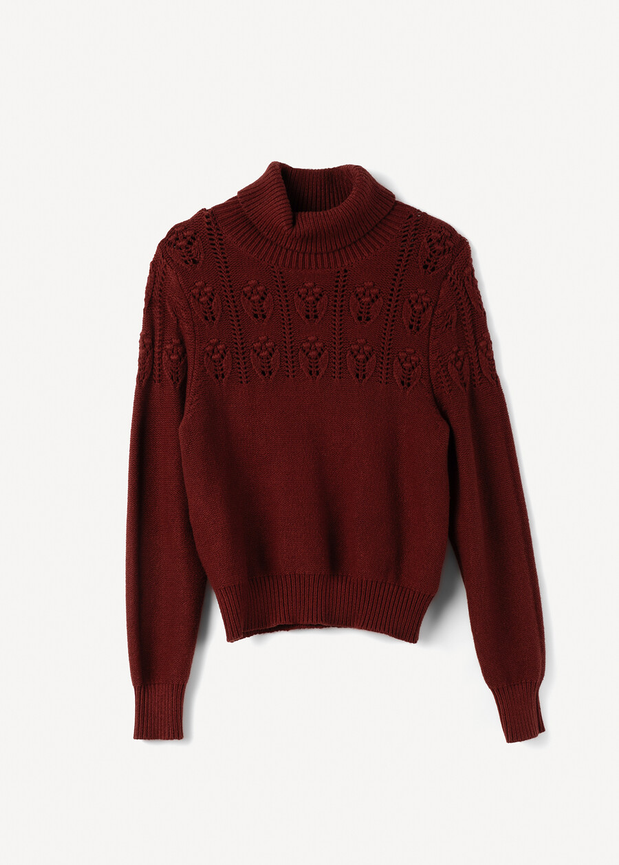 Magda turtleneck sweater with openwork design ROSSO CHIANTI Woman , image number 5
