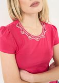 T-shirt Samira con scollo strass ROSA FUCSIA Donna immagine n. 2