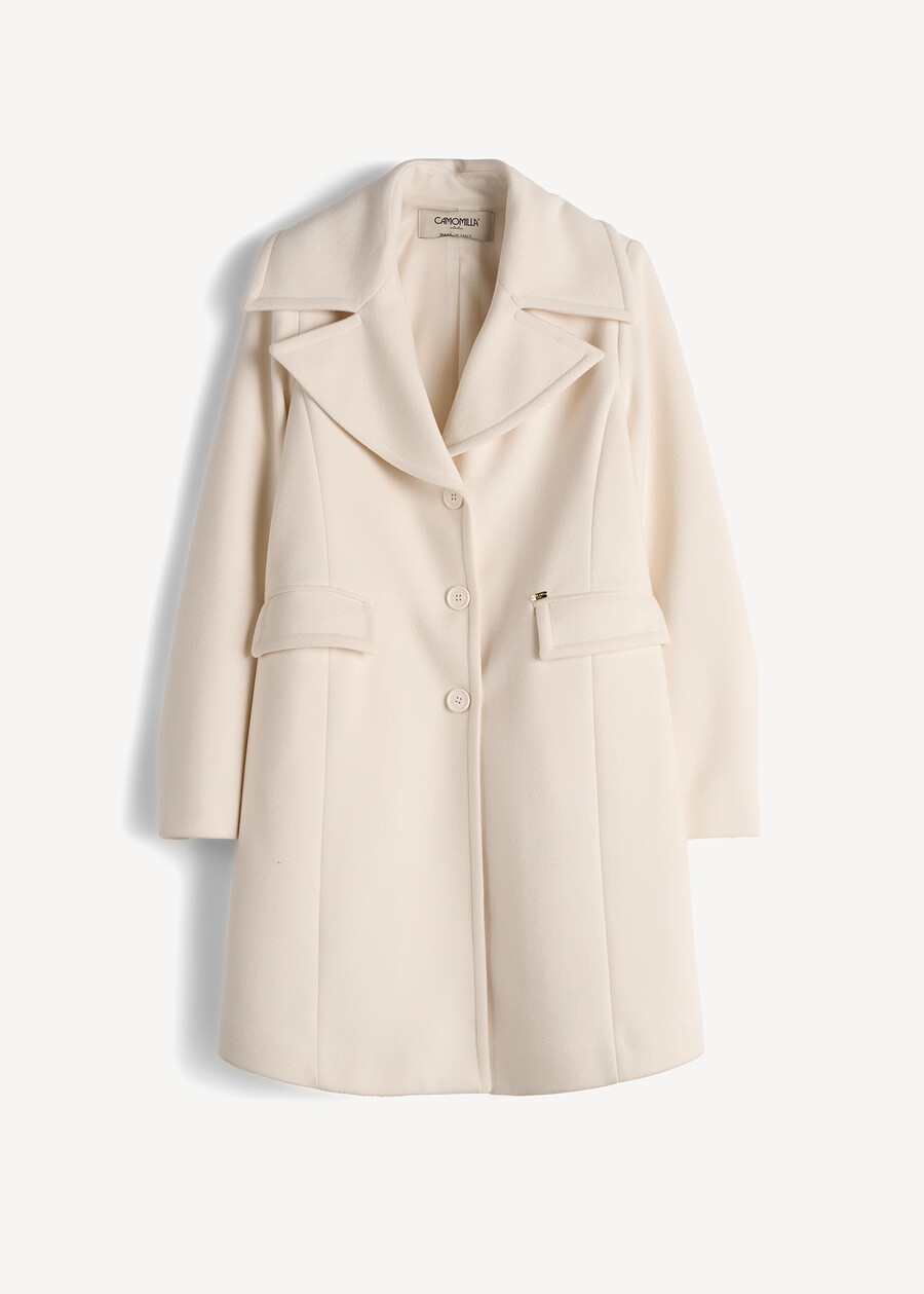 Cappotto monopetto Chris in panno diagonale BEIGE LATTE Donna , immagine n. 5