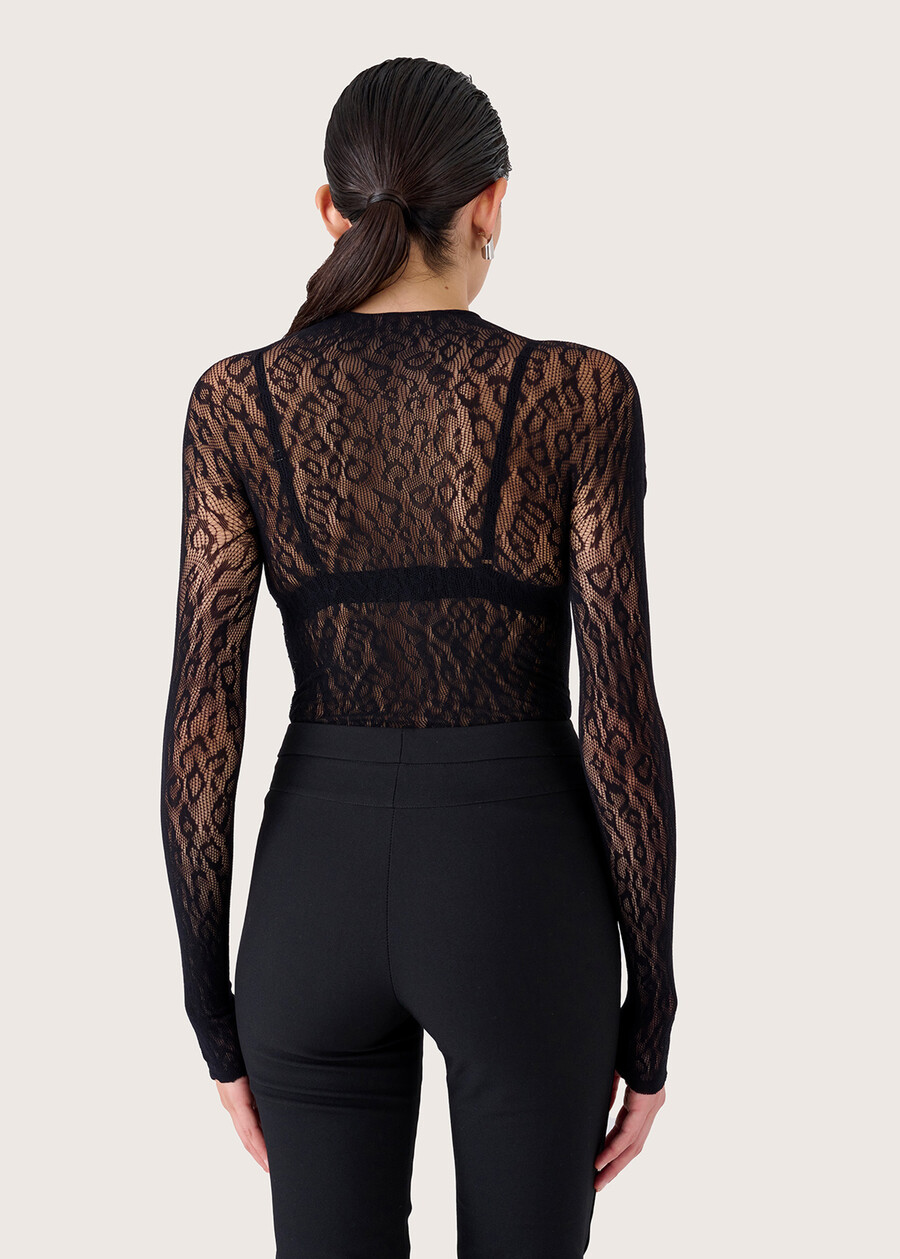 Maglia Seduction con trama animalier NERO BLACK Donna , immagine n. 3