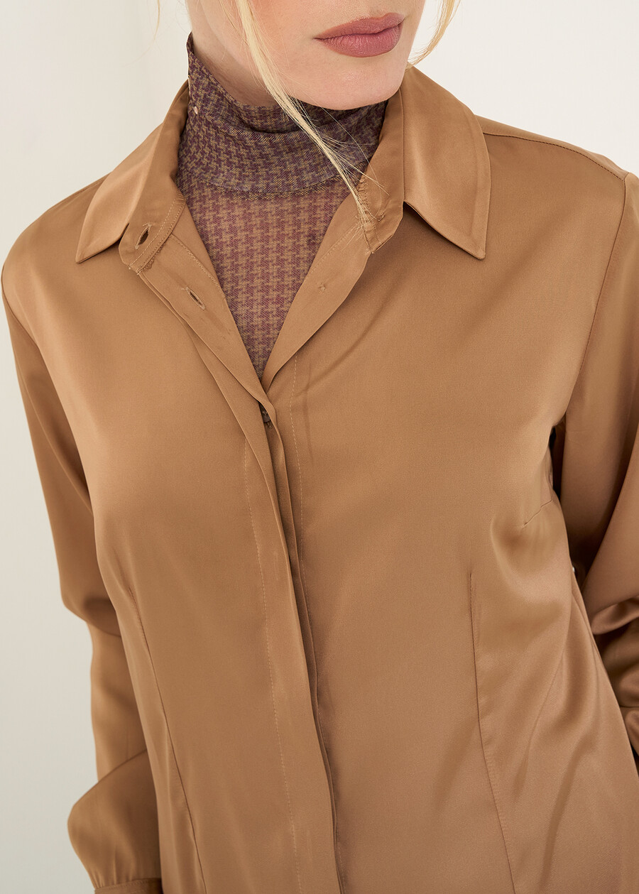 Camicia Alessia in satin MARRONEVERDE GARDENAZZURO AZZURRO Donna , immagine n. 2