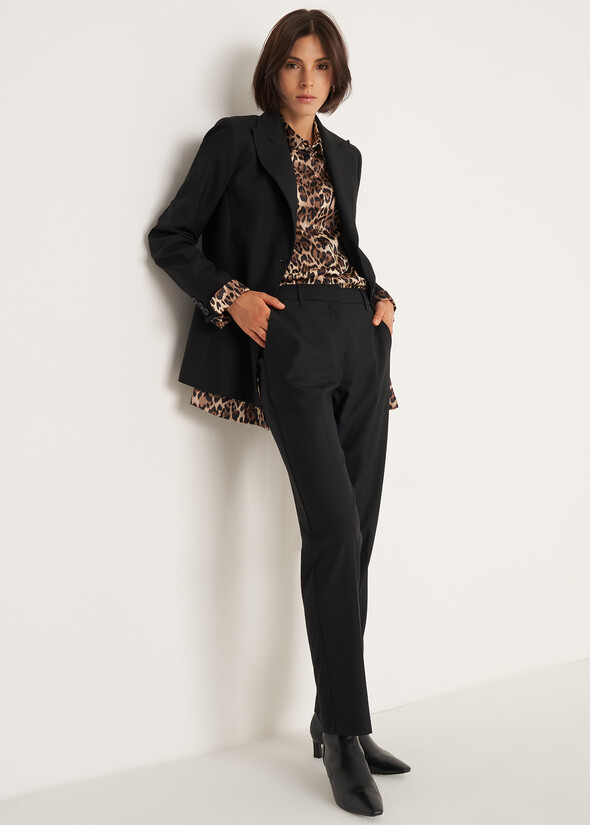 Leopard-Print Suit with Slim-Leg Trousers NERO BLACK Woman null