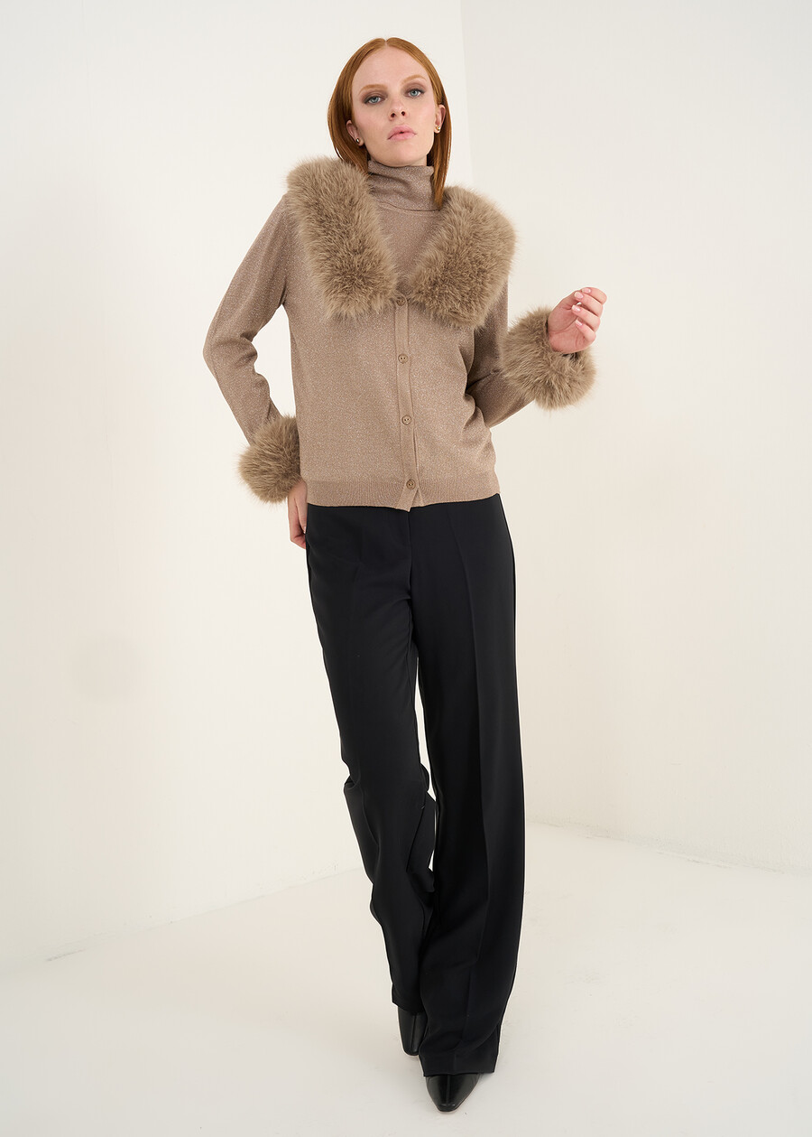 Colett cardigan with faux fur NERO BLACKGOLD Woman , image number 5