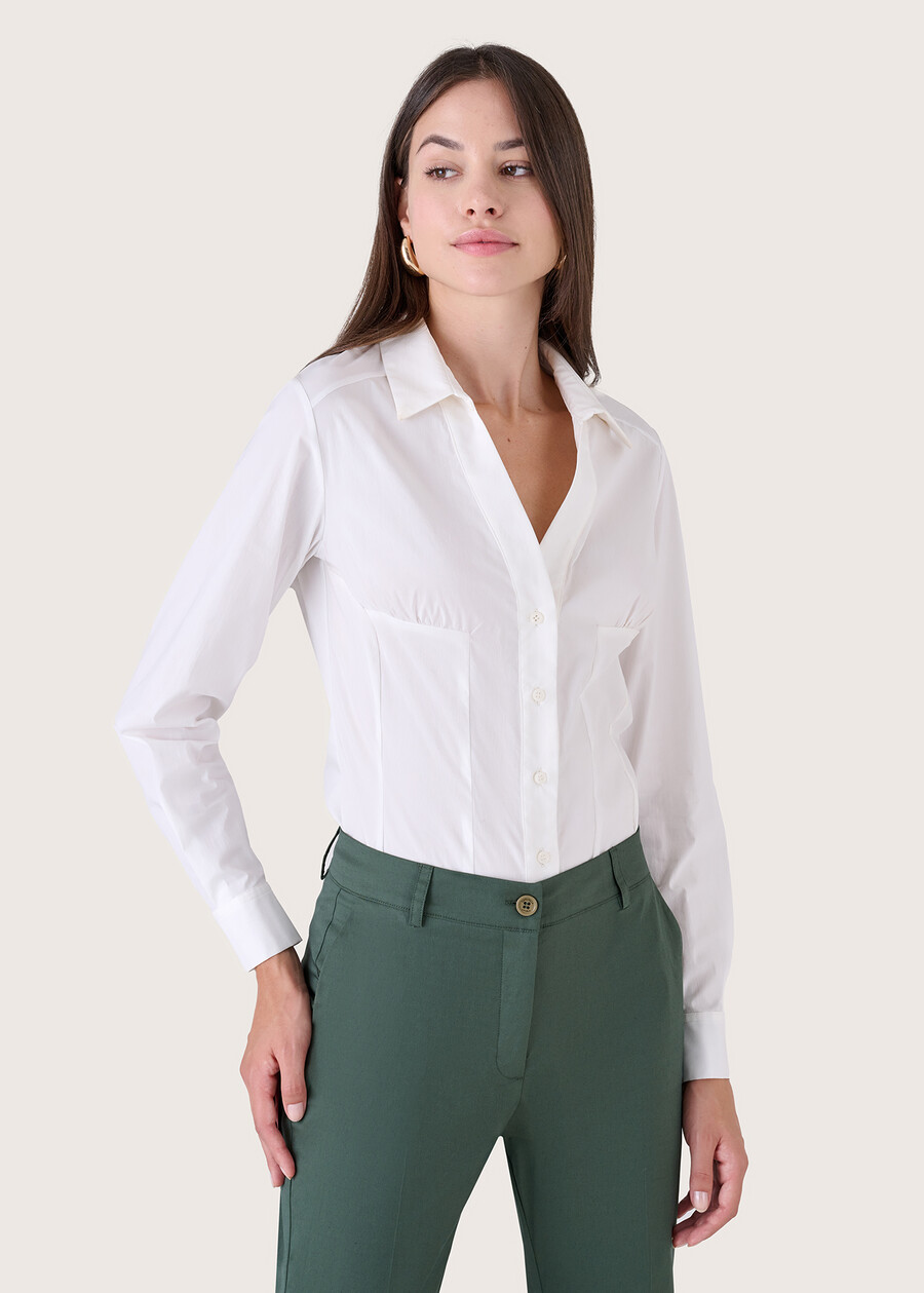 Camicia Carlett in cotone BIANCO WHITEBLU CELESTE Donna , immagine n. 1