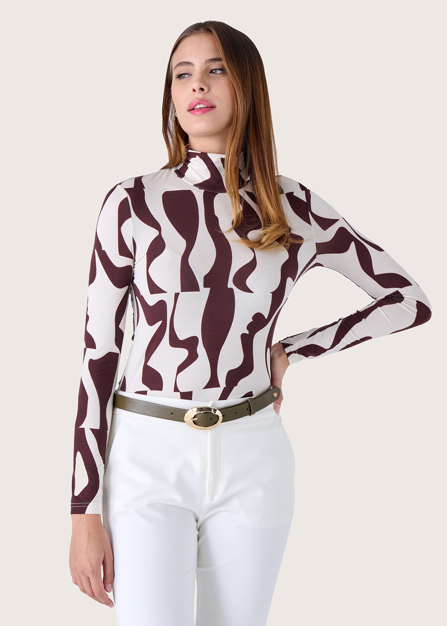 Sampei optical patterned jersey MARRONE EQUADOR Woman , image number 1