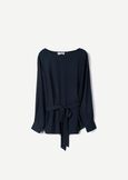 Blusa Boho in georgette BLUE OLTREMARE  Donna immagine n. 5
