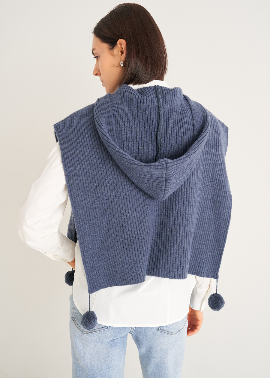 Mantella Mora con cappuccio e pon pon BLU AVION Donna , immagine n. 5