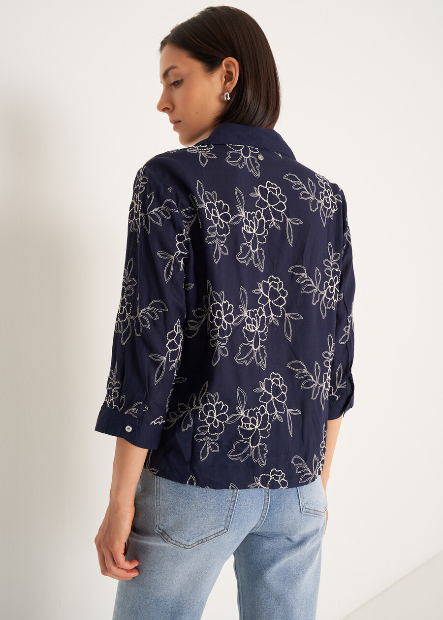 Camicia Callie con ricamo floreale BLU MIDNIGHT Donna , immagine n. 3