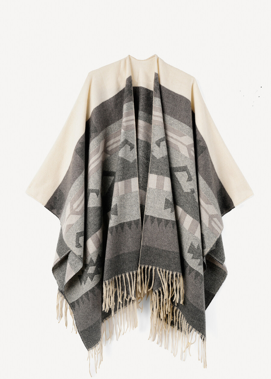 Mantella Maria con stampa azteca BEIGE LATTE Donna , immagine n. 6