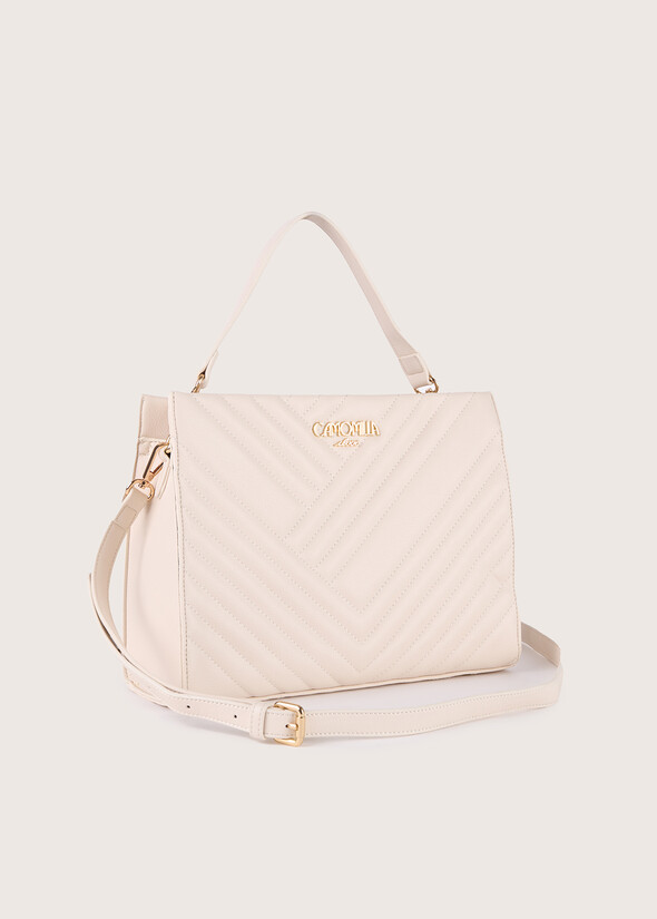 Bora chevron pattern Bag NERO BLACKBEIGE ECRU Woman null