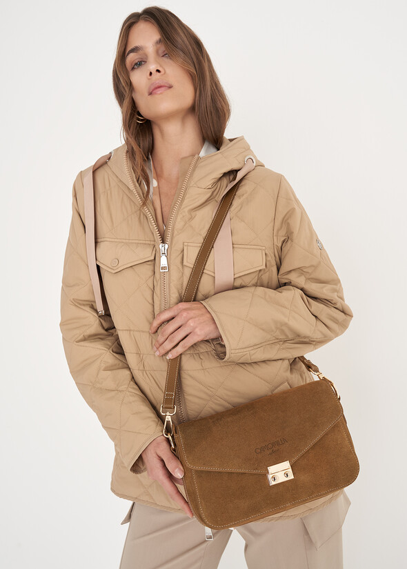 Baliam 100% genuine leather crossbody bag BEIGE CAMEL Woman null