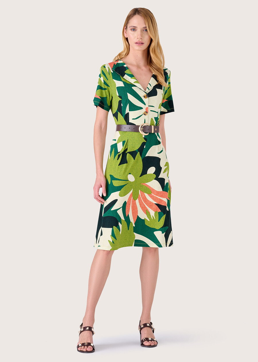 Amarcord dress in patterned jersey VERDE SALAD Woman , image number 1