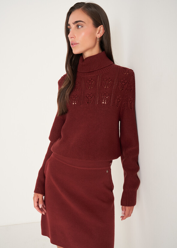 Magda turtleneck sweater with openwork design ROSSO CHIANTI Woman null