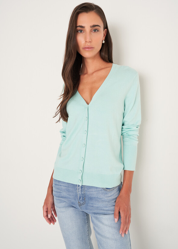 Cardigan Carl con scollo a V Cardigan Carl con scollo a V CELESTE POLVERE Donna null