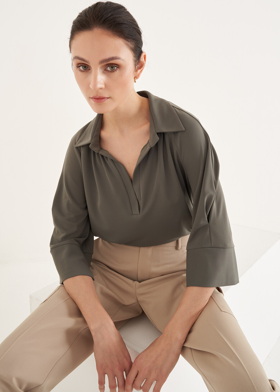 Silvia Shirt Collar T-shirt VERDEMARRONE TERRA Woman , image number 1