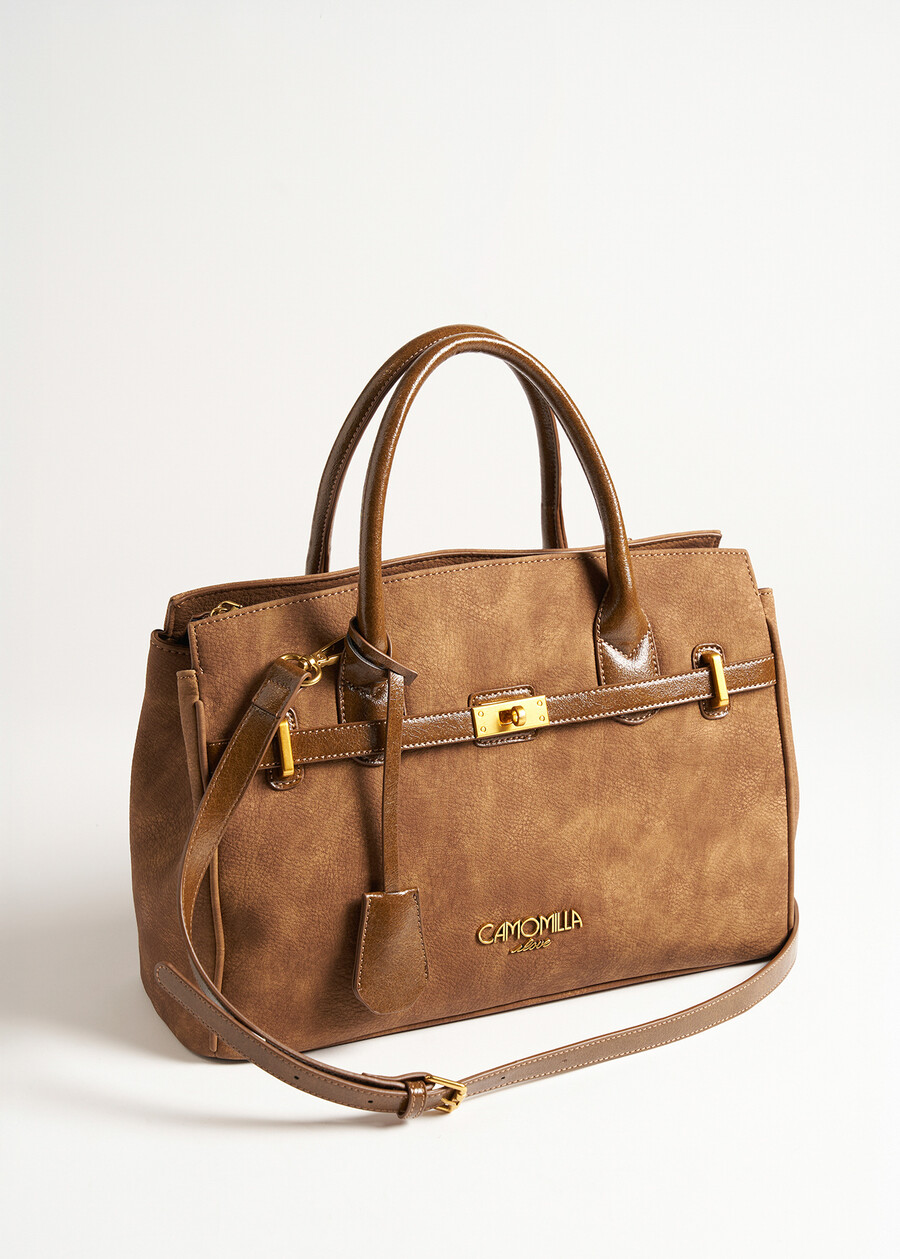 Shopping Belly in ecopelle nabuk MARRONE CARAMELLO Donna , immagine n. 2