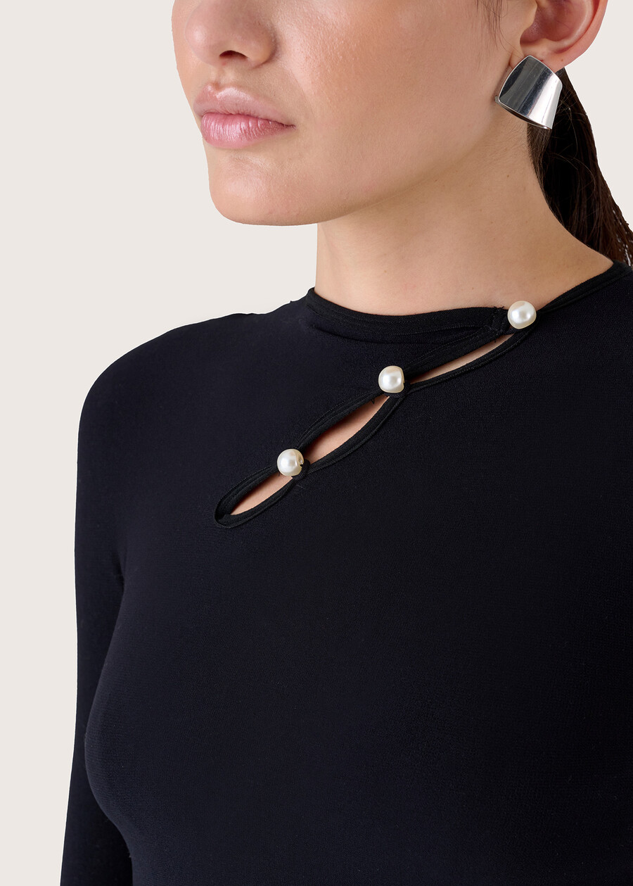 Maglia Secret con perle NERO BLACK Donna , immagine n. 2