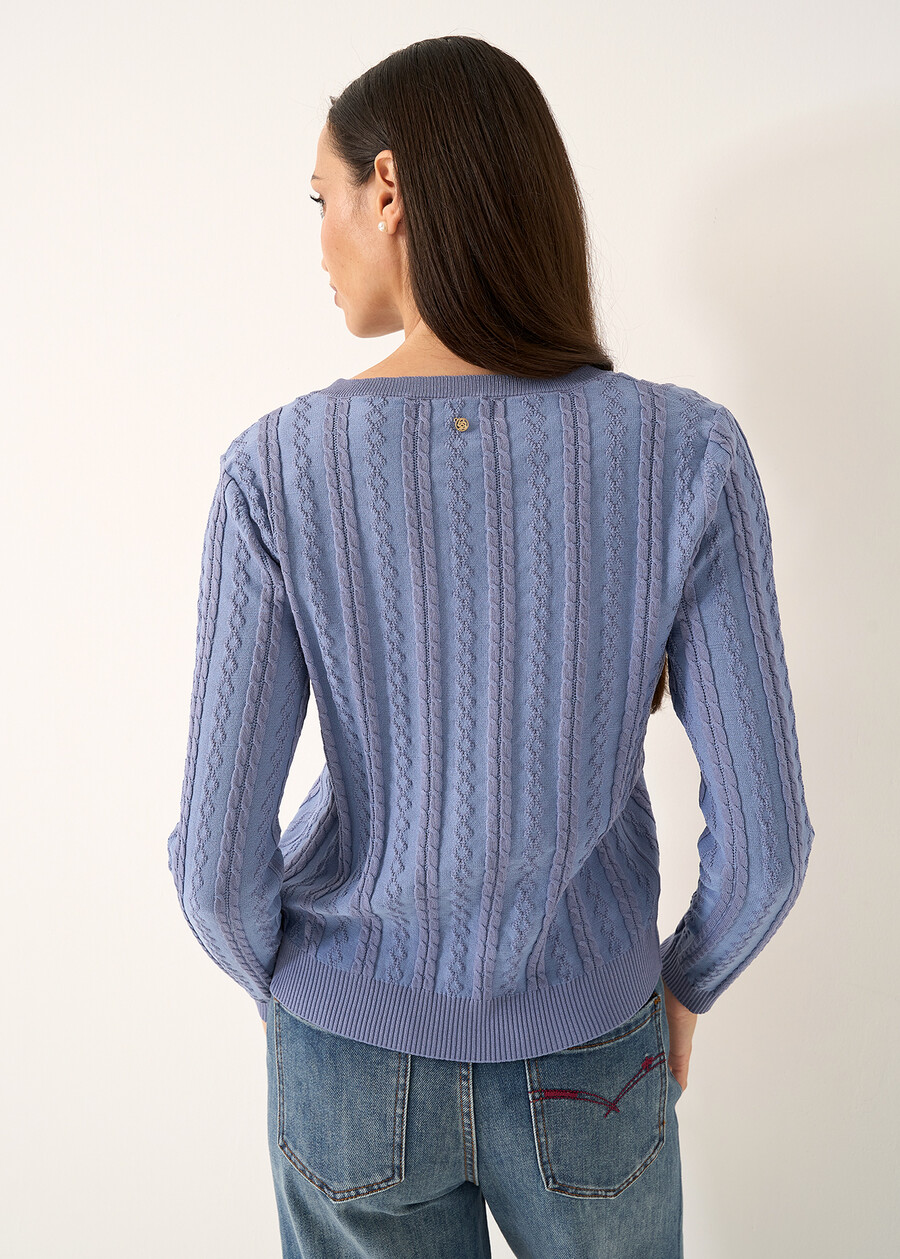 Maglia Mabel a girocollo ROSSO BORDEAUXCELESTE POLVERE Donna , immagine n. 4