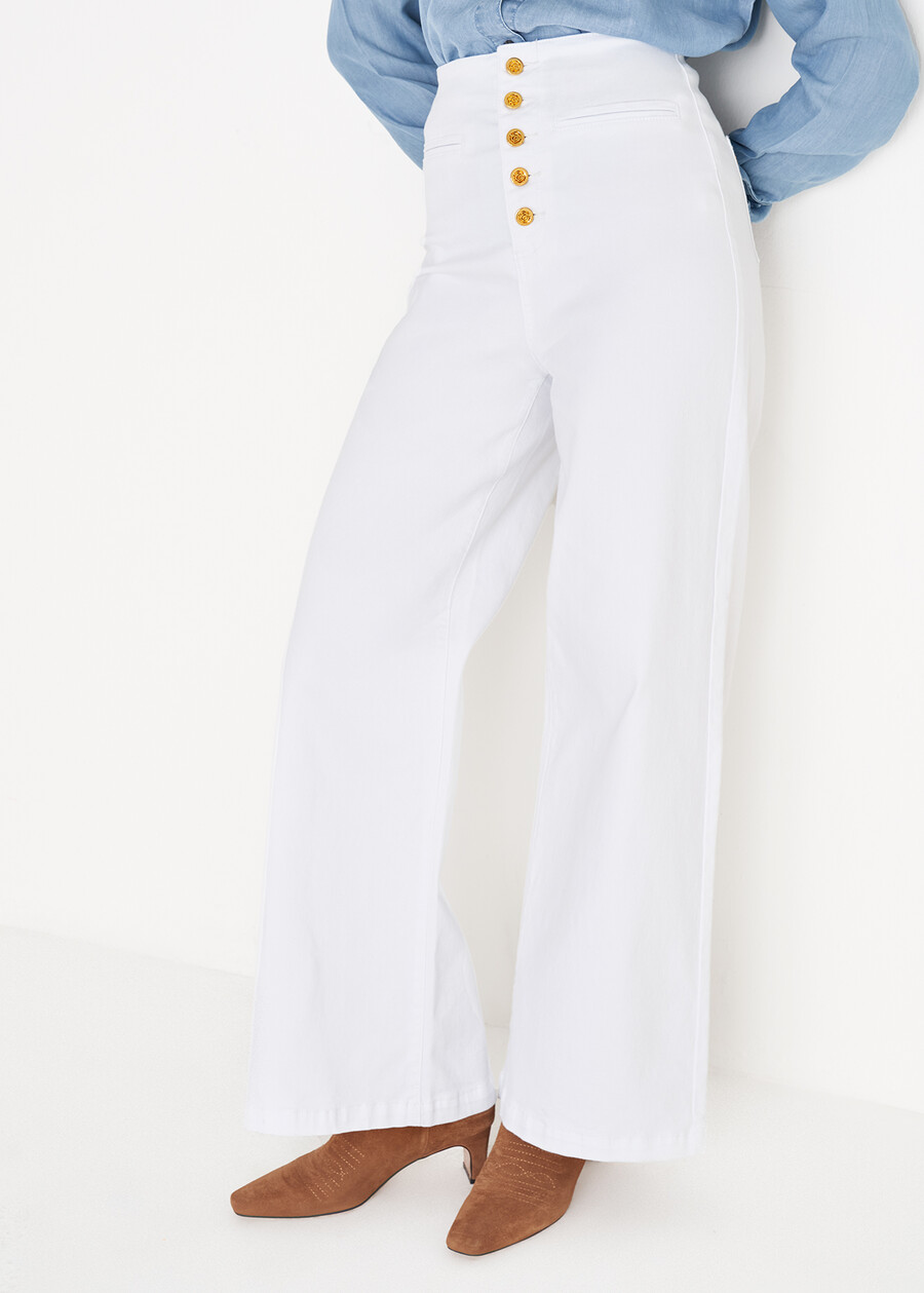 Dannie cotton denim trousers BIANCO WHITEDENIM DARK DENIM Woman , image number 2