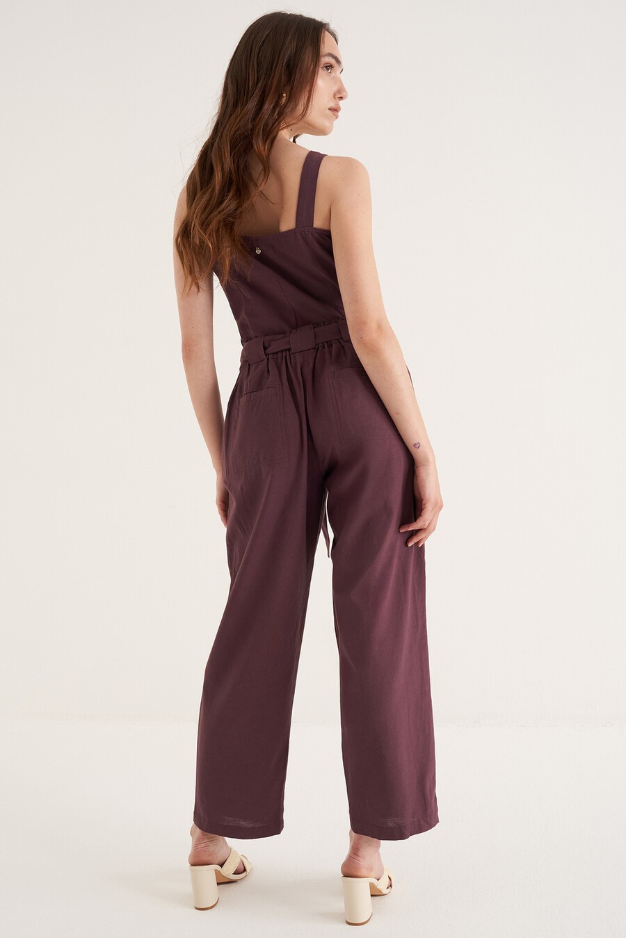 Penty linen-blend trousers
 VIOLA MELANZANABIANCO BURRO Woman , image number 4