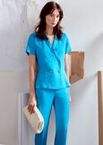 Cimmy short-sleeved jacket in linen-viscose BLUE TURCHESE Woman image number 1