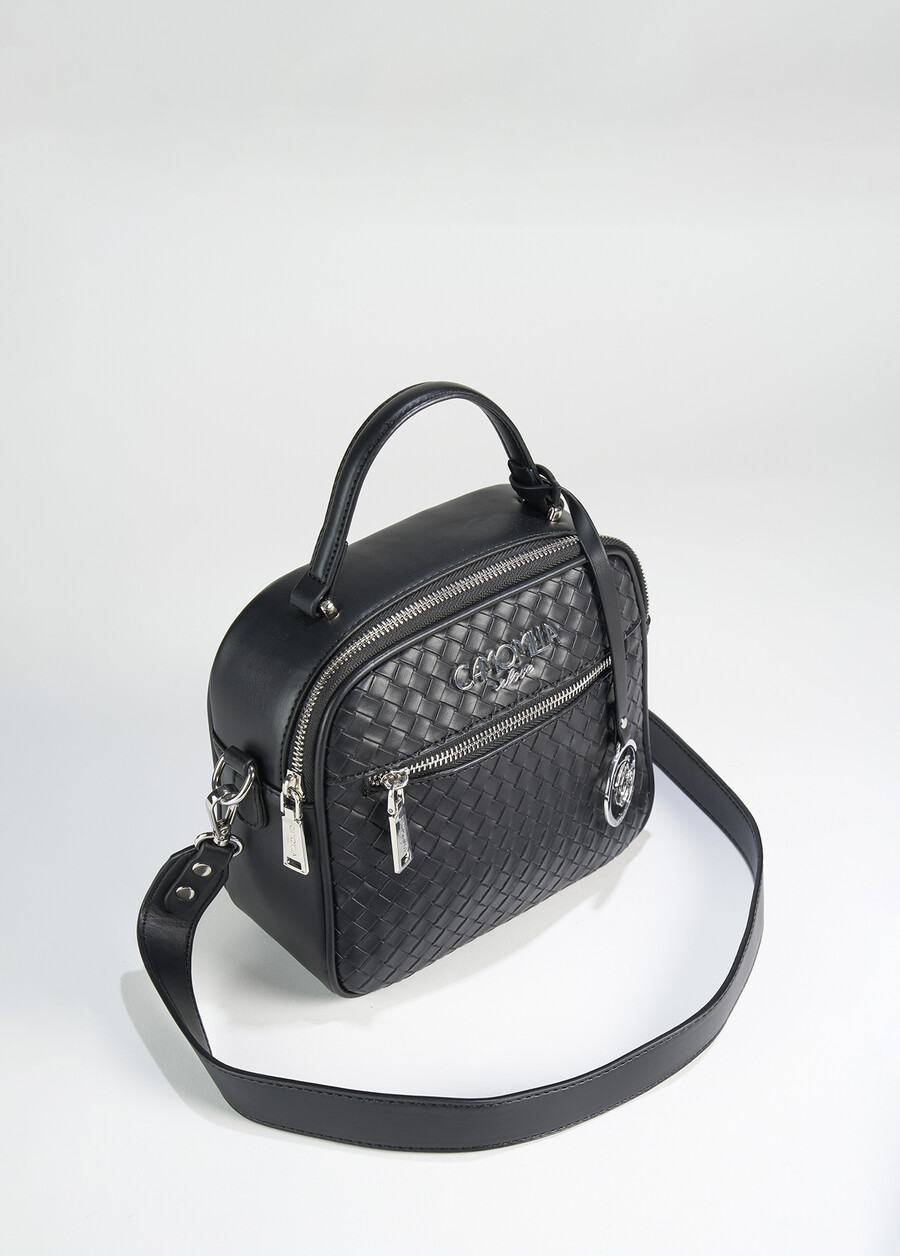 Bauletto Byl in ecopelle BIANCO WHITEBLU CELESTENERO BLACK Donna , immagine n. 1