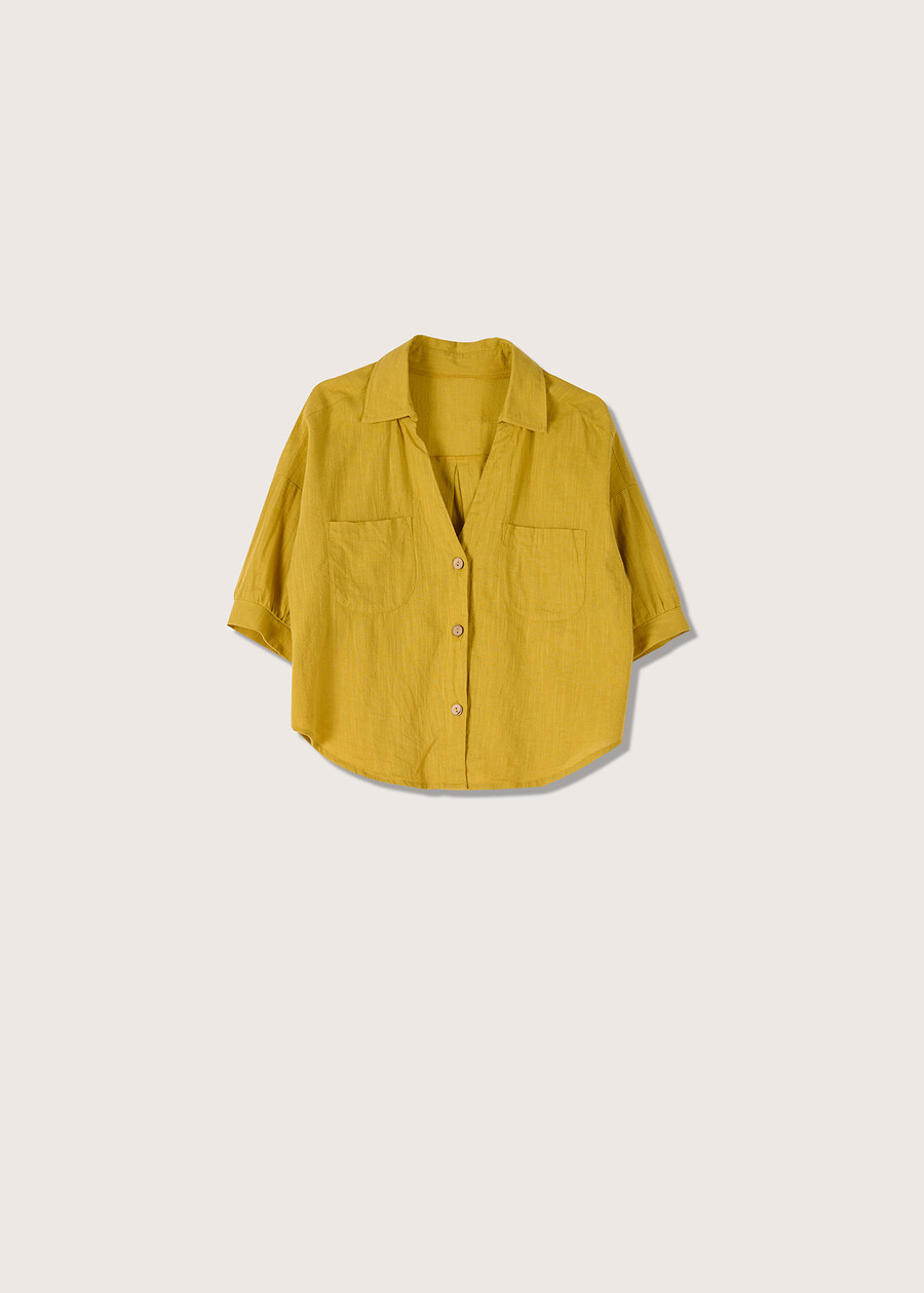 Camicia Camy in misto lino e cotone GIALLO MANGO Donna , immagine n. 5