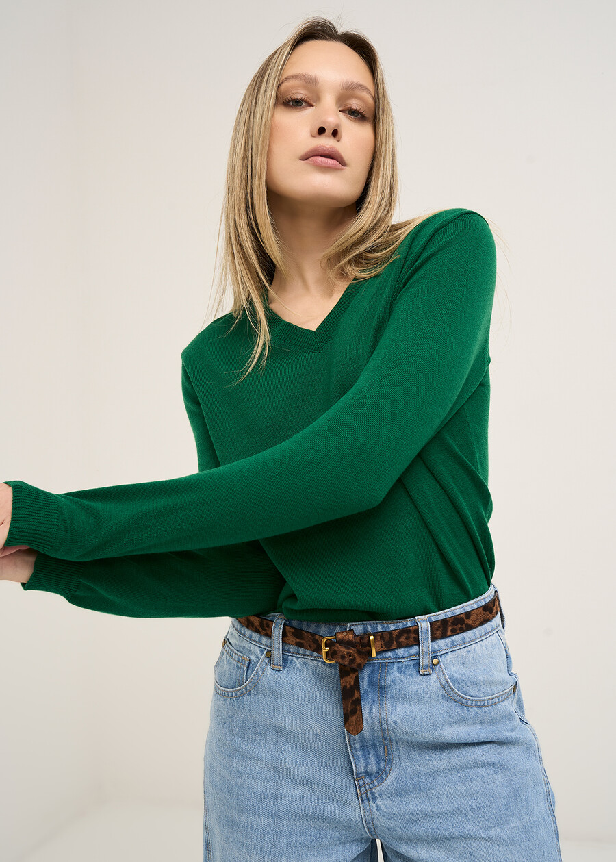 Maglia Meg in filo a scollo a V VERDE GARDEN Donna , immagine n. 1
