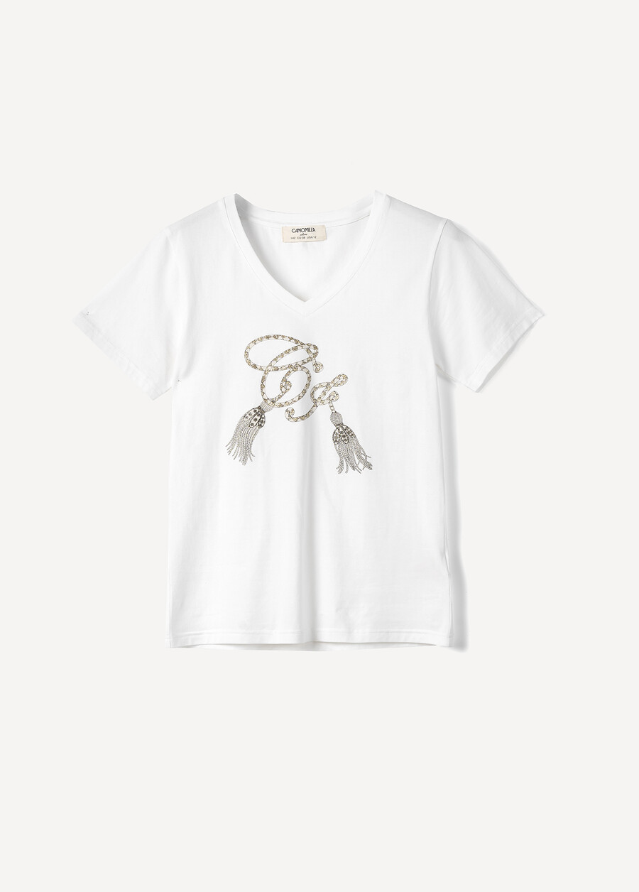 T-shirt Seria con strass BEIGE LATTE Donna , immagine n. 5